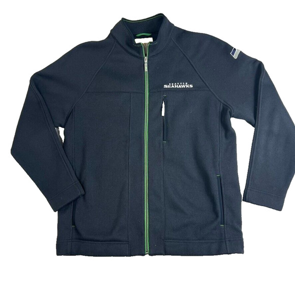 Tommy Bahama Knit Sweater Mens Large Blue Football Seattle Seahawks Mens Zip - Picture 1 of 11